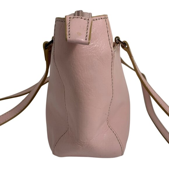 Etienne Aigner Ballet Pink Leather Shoulder Bag Zip Closure Dividers Pockets - Picture 3 of 16